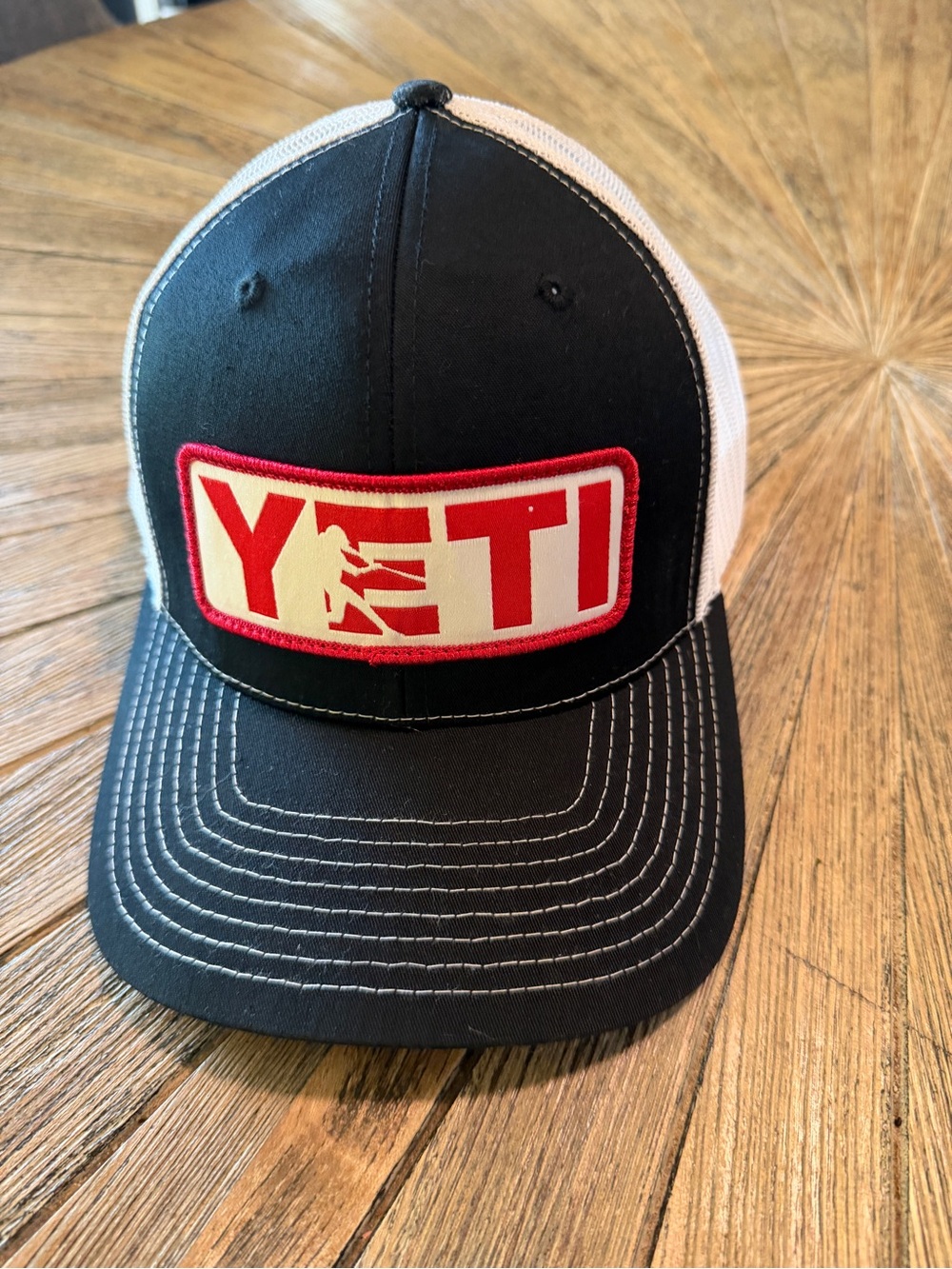 YETI Golf Logo Trucker Hat Snapback Black White Mesh